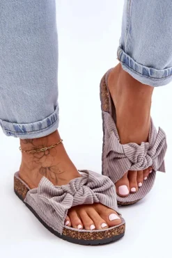 Sztruksowe Klapki Na Korku Szare Summertime