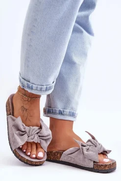 Sztruksowe Klapki Na Korku Szare Summertime