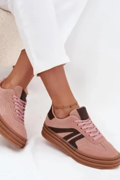Sztruksowe Sneakersy Damskie Na Platformie Różowe Skye