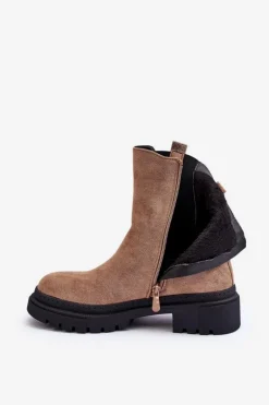 Sztyblety Botki Damskie Zamszowe Beżowe Alexetta