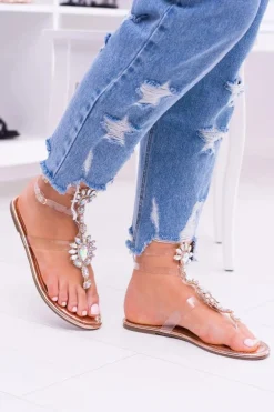 Tanie Buty Lu Boo Eleganckie Złote Sandały Cyrkonie Nomire