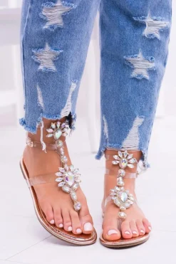 Tanie Buty Lu Boo Eleganckie Złote Sandały Cyrkonie Nomire