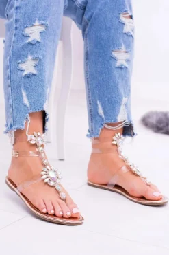 Tanie Buty Lu Boo Eleganckie Złote Sandały Cyrkonie Nomire