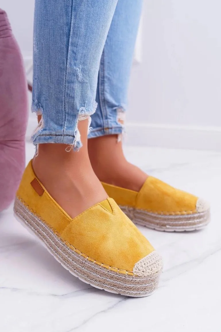 Żółte Wsuwane Zamszowe Espadryle Mariako