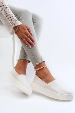 Tenisówki Damskie Na Platformie NN276006 Memory Foam System Białe