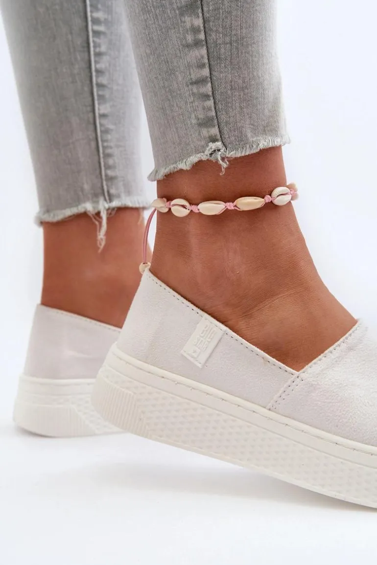 Tenisówki Damskie Na Platformie NN276006 Memory Foam System Białe