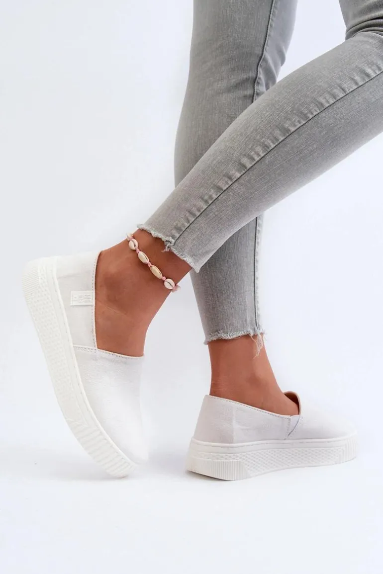 Tenisówki Damskie Na Platformie NN276006 Memory Foam System Białe