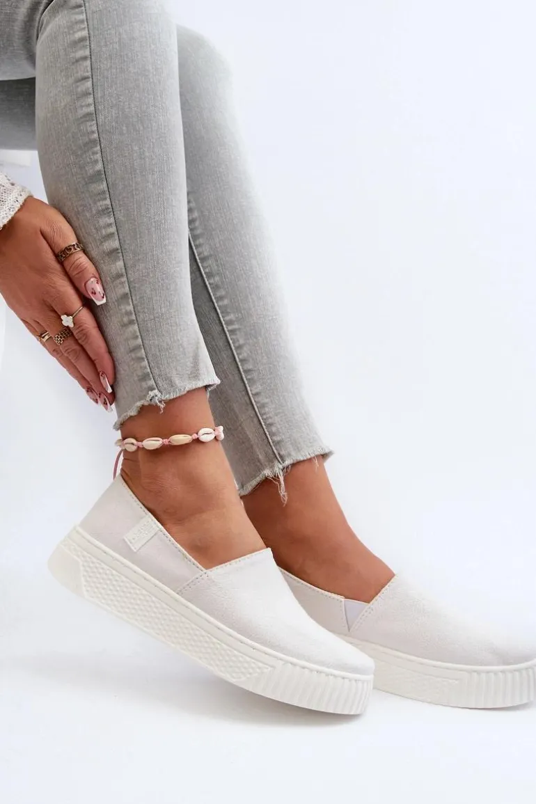 Tenisówki Damskie Na Platformie NN276006 Memory Foam System Białe