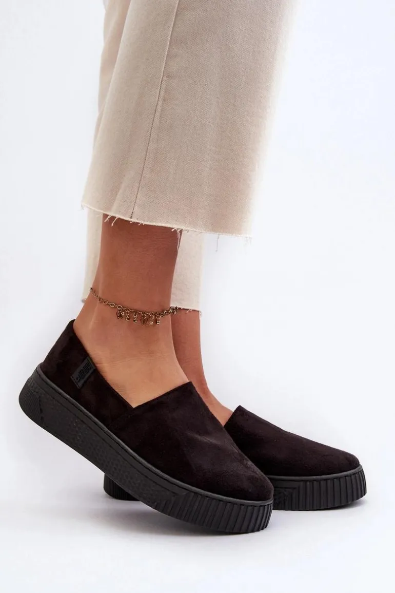 Tenisówki Damskie Na Platformie NN276010 Memory Foam System Czarne