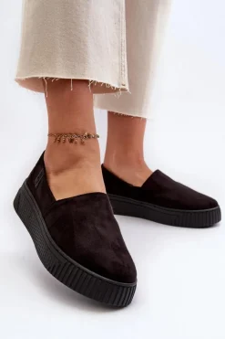 Tenisówki Damskie Na Platformie NN276010 Memory Foam System Czarne