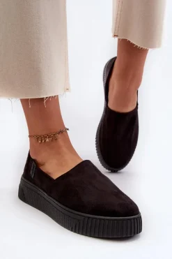 Tenisówki Damskie Na Platformie NN276010 Memory Foam System Czarne