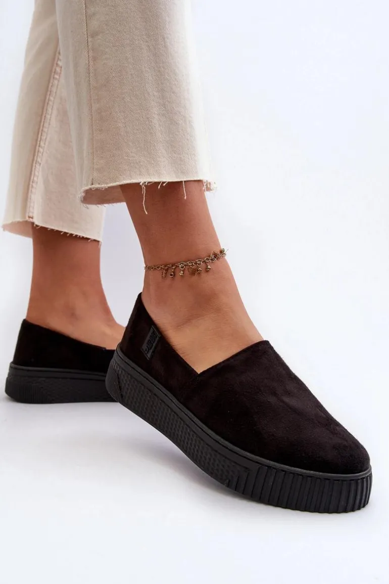 Tenisówki Damskie Na Platformie NN276010 Memory Foam System Czarne