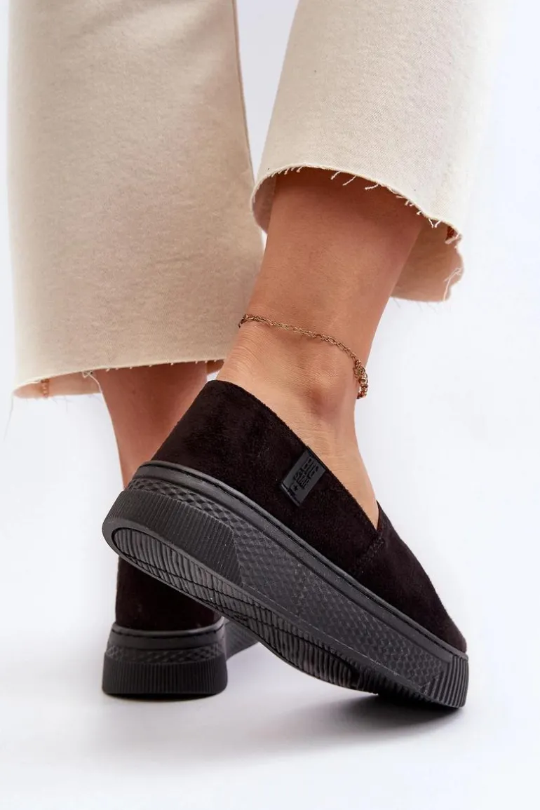 Tenisówki Damskie Na Platformie NN276010 Memory Foam System Czarne