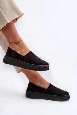 Tenisówki Damskie Na Platformie NN276010 Memory Foam System Czarne