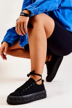 Tenisówki Na Masywnej Platformie Czarne Suzane