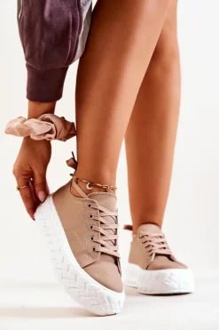 Tenisówki Na Masywnej Platformie Beżowe Suzane