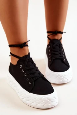 Tenisówki Na Masywnej Platformie Czarno-Białe Suzane