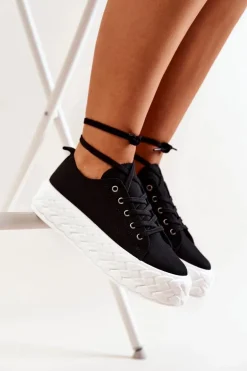 Tenisówki Na Masywnej Platformie Czarno-Białe Suzane