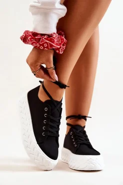 Tenisówki Na Masywnej Platformie Czarno-Białe Suzane