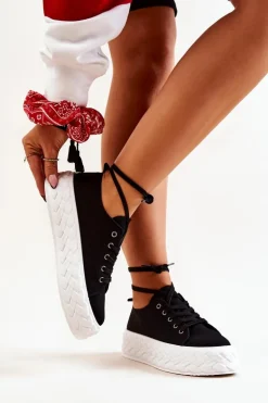 Tenisówki Na Masywnej Platformie Czarno-Białe Suzane