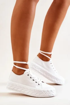 Tenisówki Na Masywnej Platformie Białe Suzane