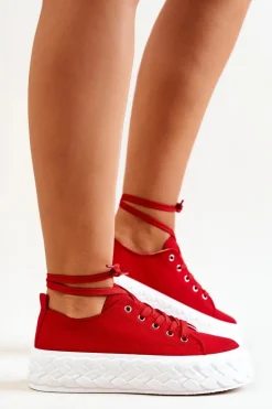 Tenisówki Na Masywnej Platformie Czerwone Suzane