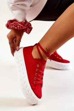 Tenisówki Na Masywnej Platformie Czerwone Suzane