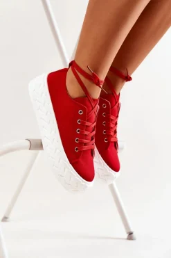 Tenisówki Na Masywnej Platformie Czerwone Suzane