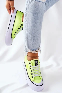 Tenisówki Na Platformie BIG STAR II274022 Neonowe Żółte