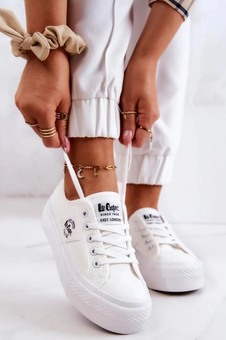 Tenisówki Na Platformie Lee Cooper LCW-22-31-0837L Białe