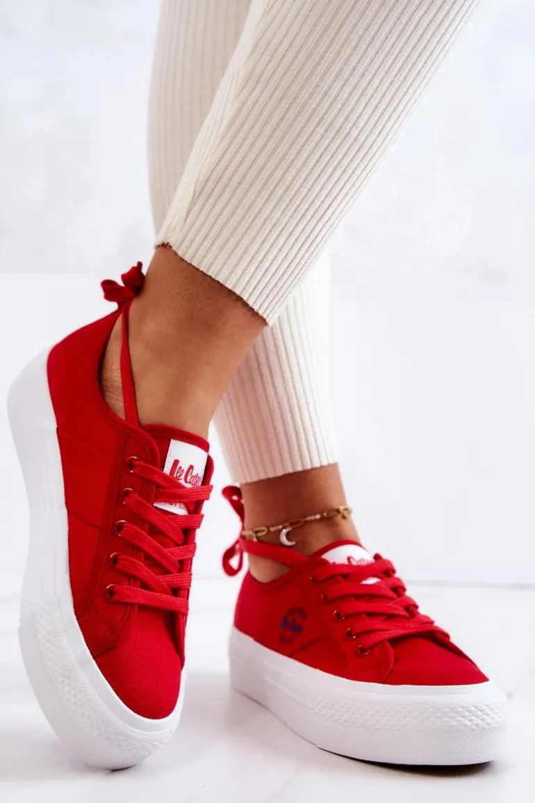 Tenisówki Na Platformie Lee Cooper LCW-22-31-0834L Czerwone