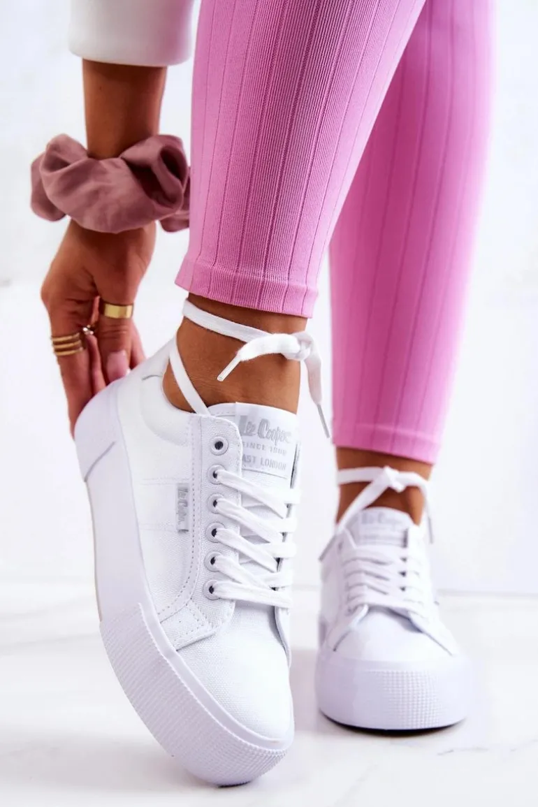 Tenisówki Na Platformie Lee Cooper LCW-22-31-0884L Białe