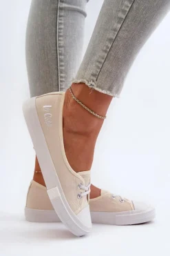 Tenisówki Trampki Damskie Lee Cooper LCW-24-31-2728 Beżowe