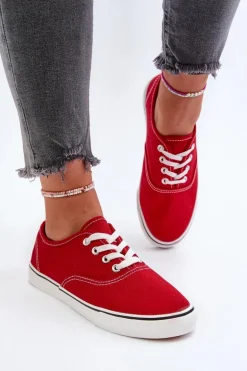 Tenisówki Trampki Damskie Klasyczne Czerwone Olvali