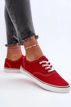 Tenisówki Trampki Damskie Klasyczne Czerwone Olvali