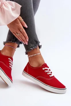 Tenisówki Trampki Damskie Klasyczne Czerwone Olvali