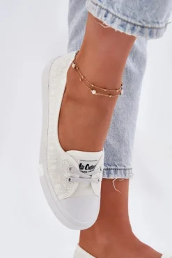 Tenisówki Trampki Damskie Z Haftem Lee Cooper LCW-25-31-3447L Białe
