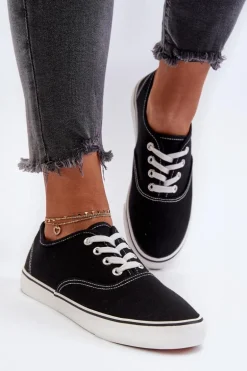 Tenisówki Trampki Damskie Klasyczne Czarne Olvali