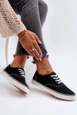 Tenisówki Trampki Damskie Klasyczne Czarne Olvali