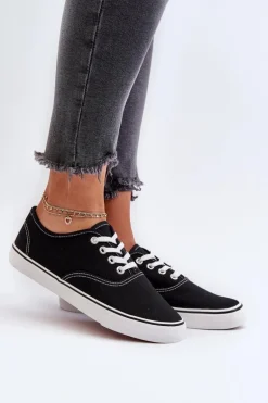 Tenisówki Trampki Damskie Klasyczne Czarne Olvali