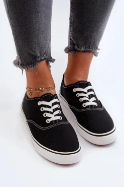 Tenisówki Trampki Damskie Klasyczne Czarne Olvali