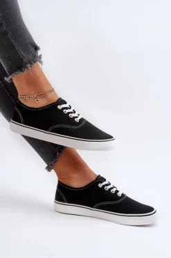 Tenisówki Trampki Damskie Klasyczne Czarne Olvali