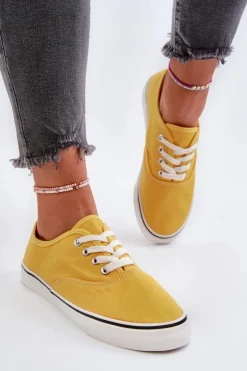 Tenisówki Trampki Damskie Klasyczne Żółte Olvali