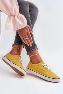 Tenisówki Trampki Damskie Klasyczne Żółte Olvali