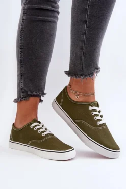 Tenisówki Trampki Damskie Klasyczne Ciemnozielone Olvali