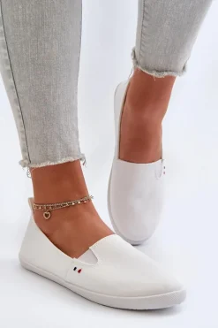 Tenisówki Trampki Slip-On Damskie Białe Adrancia