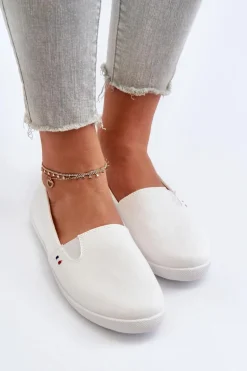 Tenisówki Trampki Slip-On Damskie Białe Adrancia