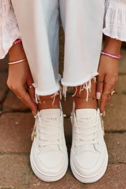 Trampki Buty Sportowe Damskie Na Platformie Z Ozdobą Białe Vinceza 13613