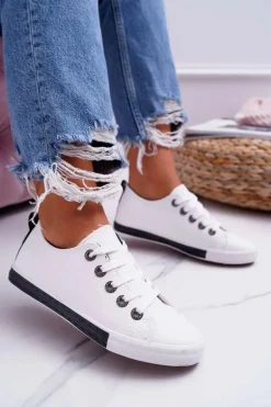 Trampki Damskie Białe Czarny Pasek Nigrid2