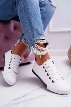 Trampki Damskie Białe Czarny Pasek Nigrid2